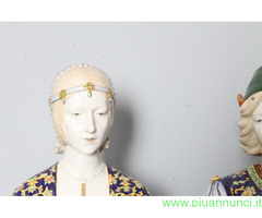 Antica coppia di busti maiolica Minghetti Bologna