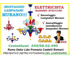 Montaggio lampadari Murano