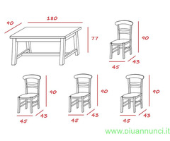 Tavolo capretto abete con sedie