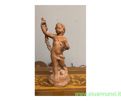 Antica scultura putto festante in terracotta 700